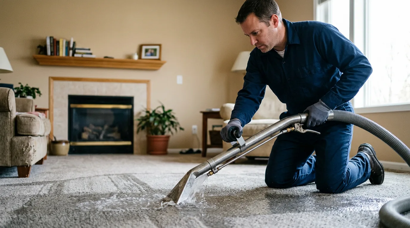 Water damage restoration technician working near Helena, NY